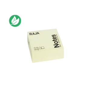RAJA Notes repositionnables 76 x 76 mm - Jaune Pastel - Bloc de 400 feuilles