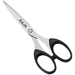 RAJA Office Tijeras de oficina, acero inox de punta aguda, mango simétrico, 16 cm, negro RAJA Office Tijeras de oficina, acero inox de punta aguda, mango simétrico, 16 cm, negro