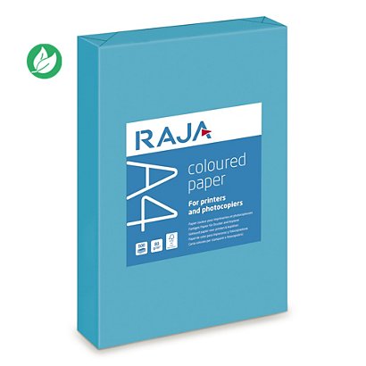 RAJA Papier A4 Coloured Paper - 80g - Ramette de 500 feuilles - Bleu Royal Vif - 1