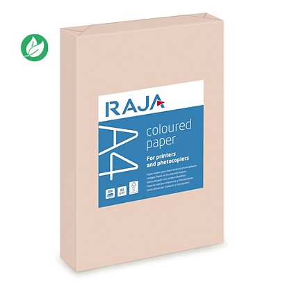 RAJA Papier A4 Coloured Paper - 80g - Ramette de 500 feuilles - Rose Saumon Pastel - 1