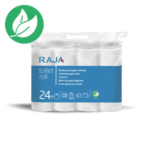 RAJA Papier toilette double épaisseur en rouleaux de 350 feuilles gaufrées 94 mm - Blanc
