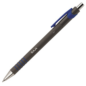 RAJA Penna a sfera a scatto PostScript, Tratto 0,7 mm, Fusto gommato nero con grip, Inchiostro blu (confezione 12 pezzi) RAJA Penna a sfera a scatto PostScript, Tratto 0,7 mm, Fusto gommato nero con grip, Inchiostro blu (confezione 12 pezzi)