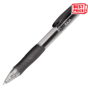 RAJA Penna a sfera a scatto, Tratto 1 mm, Fusto traslucido nero con grip, Inchiostro nero (confezione 12 pezzi) RAJA Penna a sfera a scatto, Tratto 1 mm, Fusto traslucido nero con grip, Inchiostro nero (confezione 12 pezzi)