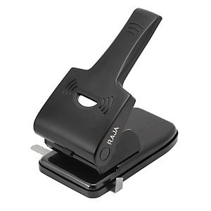 RAJA Perforadora de 2 orificios de metal de uso intensivo, 65 hojas, 80 mm, negro RAJA Perforadora de 2 orificios de metal de uso intensivo, 65 hojas, 80 mm, negro