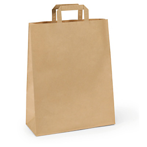 RAJA plain brown paper carrier bags with folded handles, 220x290x100mm, pack of 250 RAJA plain brown paper carrier bags with folded handles, 220x290x100mm, pack of 250