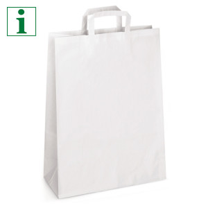 RAJA plain white paper carrier bags with folded handles