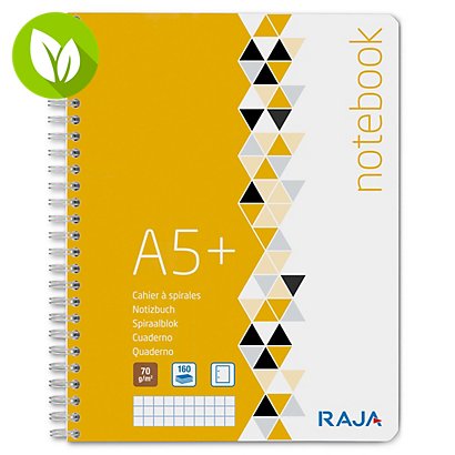 RAJA Plus Cuaderno, A5+, cuadriculado, 80 hojas, cubierta de cartón