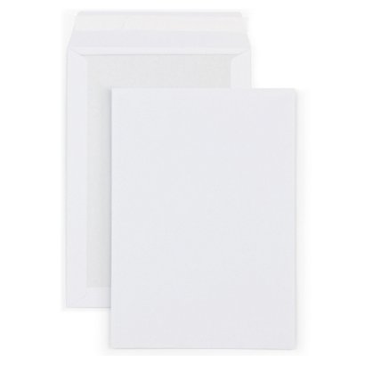 RAJA Pochette blanche 320 x 430 mm 120g sans fenêtre - dos carton - autocollante bande protectrice - Lot de 100