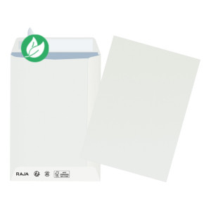 RAJA Pochette blanche recyclée C5 162 x 229 mm 90g sans fenêtre - autocollante bande protectrice - Lot de 500 RAJA Pochette blanche recyclée C5 162 x 229 mm 90g sans fenêtre - autocollante bande protectrice - Lot de 500