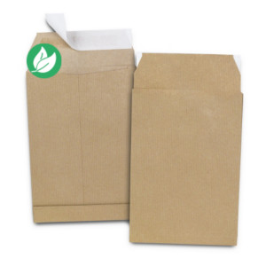 RAJA Pochette kraft brun 176 x 250 mm 120g sans fenêtre - soufflet 3 cm - autocollante bande protectrice - Lot de 50 RAJA Pochette kraft brun 176 x 250 mm 120g sans fenêtre - soufflet 3 cm - autocollante bande protectrice - Lot de 50