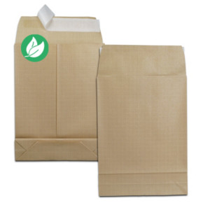 RAJA Pochette kraft brun 280 x 365 mm 120g sans fenêtre - soufflet 7 cm - autocollante bande protectrice - Lot de 50 RAJA Pochette kraft brun 280 x 365 mm 120g sans fenêtre - soufflet 7 cm - autocollante bande protectrice - Lot de 50