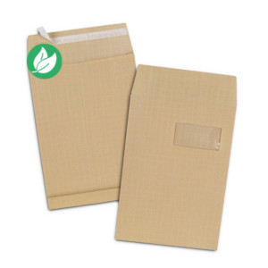 RAJA Pochette kraft brun C4 229 x 324 mm 120g fenêtre 50 x 100 mm - soufflet 3 cm - autocollante bande protectrice - Lot de 50 RAJA Pochette kraft brun C4 229 x 324 mm 120g fenêtre 50 x 100 mm - soufflet 3 cm - autocollante bande protectrice - Lot de 50