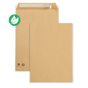 RAJA Pochette kraft brun recyclée C5 162 x 229 mm 90g sans fenêtre - autocollante bande protectrice - Lot de 500 RAJA Pochette kraft brun recyclée C5 162 x 229 mm 90g sans fenêtre - autocollante bande protectrice - Lot de 500