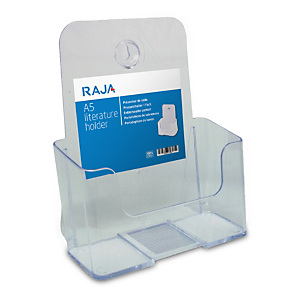 RAJA Portadepliant da tavolo, 1 scomparto, 16,7 x 9,5 x 20 cm (A5), Trasparente RAJA Portadepliant da tavolo, 1 scomparto, 16,7 x 9,5 x 20 cm (A5), Trasparente