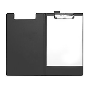 RAJA Porte-bloc avec rabat en polypropylène pour bloc jusqu'au format 21 x 32 cm - Noir