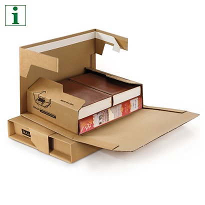 RAJA premium brown panel wrap book boxes with adhesive strip, 280x220mm - 1