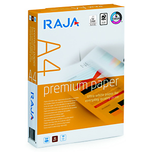 RAJA Premium Papel Multifunción para Faxes, Fotocopiadoras, Impresoras Láser e Impresoras de Inyección de Tinta Blanco A4 80 g/m² RAJA Premium Papel Multifunción para Faxes, Fotocopiadoras, Impresoras Láser e Impresoras de Inyección de Tinta Blanco A4 80 g/m²
