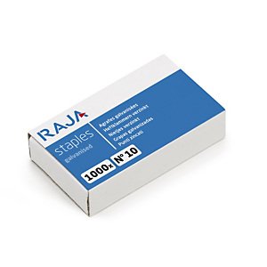RAJA Punti per cucitrice n.10, Passo 10, Altezza gamba 4,7 mm (confezione 1.000 pezzi) RAJA Punti per cucitrice n.10, Passo 10, Altezza gamba 4,7 mm (confezione 1.000 pezzi)