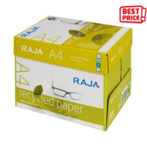 RAJA Recycled Carta per fotocopie e stampanti A4, Riciclata 100%, 80 g/m², Bianco (confezione 5 risme) RAJA Recycled Carta per fotocopie e stampanti A4, Riciclata 100%, 80 g/m², Bianco (confezione 5 risme)