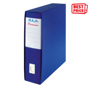 RAJA Registratore archivio Premium, Formato Commerciale, Dorso 8 cm, Cartone plastificato, Blu
