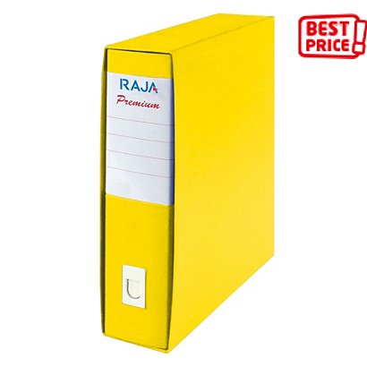 RAJA Registratore archivio Premium, Formato Commerciale, Dorso 8 cm, Cartone plastificato, Giallo Acido
