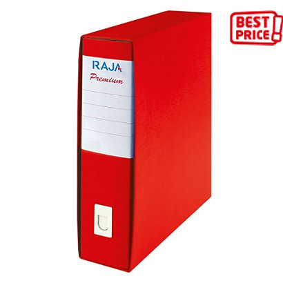 RAJA Registratore archivio Premium, Formato Commerciale, Dorso 8 cm, Cartone plastificato, Rosso