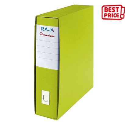 RAJA Registratore archivio Premium, Formato Commerciale, Dorso 8 cm, Cartone plastificato, Verde Acido