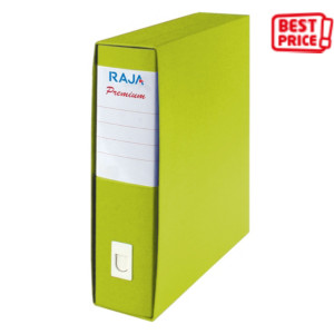 RAJA Registratore archivio Premium, Formato Commerciale, Dorso 8 cm, Cartone plastificato, Verde Acido