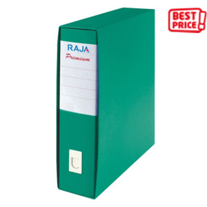 RAJA Registratore archivio Premium, Formato Commerciale, Dorso 8 cm, Cartone plastificato, Verde