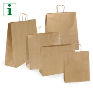 RAJA ribbed brown paper carrier bags with twisted handles