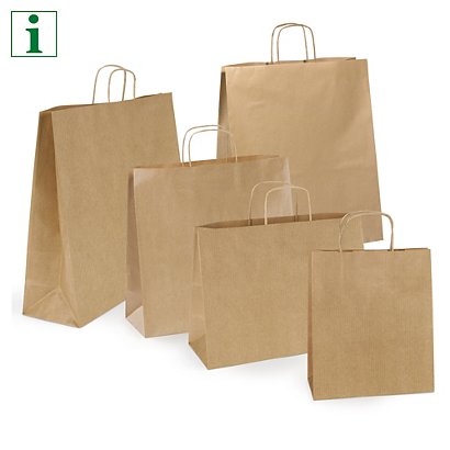 RAJA ribbed brown paper carrier bags with twisted handles - 1