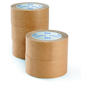 RAJA Ruban adhésif d'emballage en papier kraft 57 g/m² 50 mm x 50 m - Brun  - lot de 6