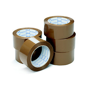 RAJA Ruban adhésif d'emballage résistant en polypropylène silencieux 35 microns 50 mm x 66 m - Havane  - lot de 36