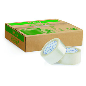 RAJA Ruban adhésif d'emballage résistant en polypropylène silencieux 35 microns 50 mm x 66 m - Transparent  - lot de 6