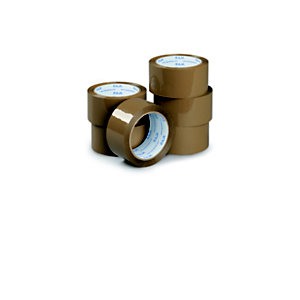 RAJA Ruban adhésif d'emballage standard en polypropylène 28 microns 48 mm x 66 m - Havane  - lot de 6