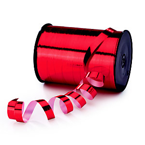 RAJA Ruban bolduc pour emballage cadeau - Bobine de 250 m x 1 cm  - Rouge effet miroir - Lot de 2