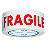 RAJA Ruban d'emballage imprimé ''Fragile'' en polypropylène 28 microns 50 mm x 100 m - Blanc texte rouge  - lot de 6 - 1