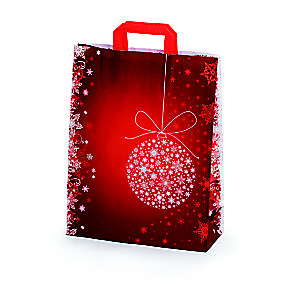 RAJA Sac cadeau Noël à poignées plates - soufflets latéraux 13 cm - 32 x 41 - Rouge et or RAJA Sac cadeau Noël à poignées plates - soufflets latéraux 13 cm - 32 x 41 - Rouge et or