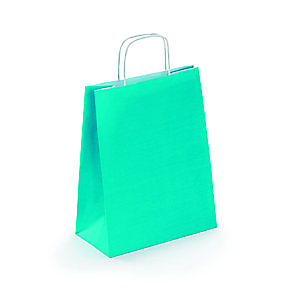 RAJA Sac kraft à poignées torsadées l.24 x H.31 x soufflet 12 cm - Turquoise RAJA Sac kraft à poignées torsadées l.24 x H.31 x soufflet 12 cm - Turquoise