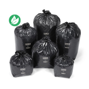 RAJA Sac poubelle 100L noir recyclé forte résistance  - Lot de 200 sacs