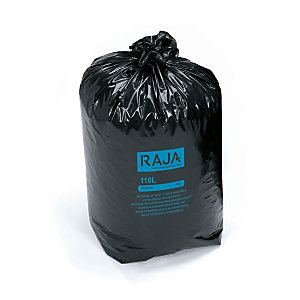 RAJA Sac poubelle 110 L noir pour déchets courants en plastique recyclé 45 microns diamètre 44,6 x H.110 cm