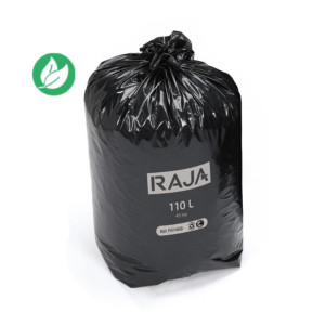 RAJA Sac poubelle 110L noir recyclé forte résistance - Lot de 200