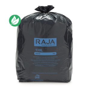 RAJA Sac poubelle 130L noir recyclé extra-forte résistance - Lot de 100