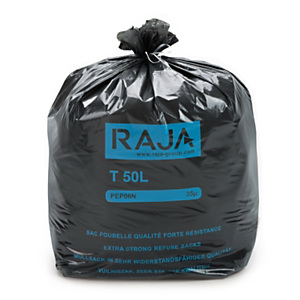 RAJA Sac poubelle 50 L noir pour déchets courants en plastique recyclé 35 microns diamètre 43,3 x H.80 cm RAJA Sac poubelle 50 L noir pour déchets courants en plastique recyclé 35 microns diamètre 43,3 x H.80 cm