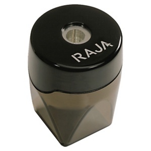 RAJA Sacapuntas con depósito, orificio simple, plástico, negro RAJA Sacapuntas con depósito, orificio simple, plástico, negro