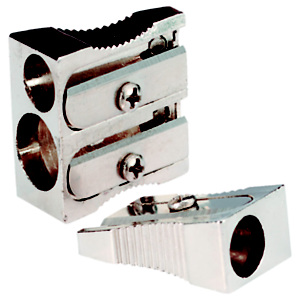 RAJA Sacapuntas en cuña, doble orificio, aluminio, 116 x 47 x 14 mm RAJA Sacapuntas en cuña, doble orificio, aluminio, 116 x 47 x 14 mm