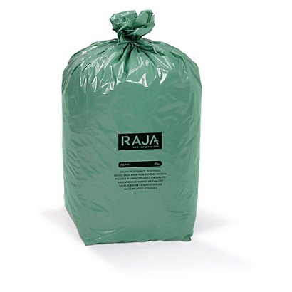 RAJA Sacchi per nettezza urbana, Plastica riciclata, 30 micron, 68 x 80 cm, Capacità 50 l, Verde (confezione 200 sacchi)