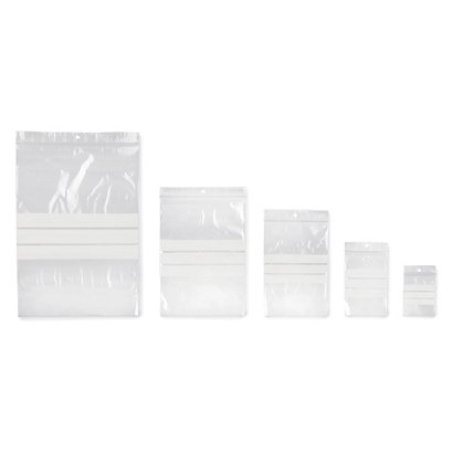 RAJA Sachet plastique à fermeture Zip et bande d'écriture - 10 x 15 cm - Epaisseur 50 microns - Transparent - Carton de 1000 - 1