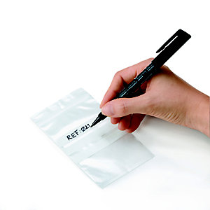 RAJA Sachet plastique à fermeture Zip et bande d'écriture - 16 x 22 cm - Epaisseur 50 microns - Transparent - Carton de 1000