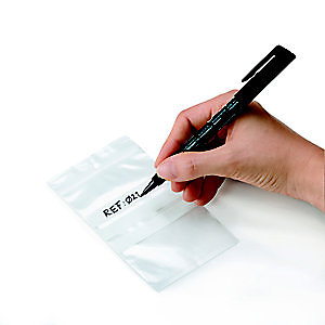 RAJA Sachet plastique à fermeture Zip et bande d'écriture - 23 x 32 cm - Epaisseur 50 microns - Transparent - Carton de 1000